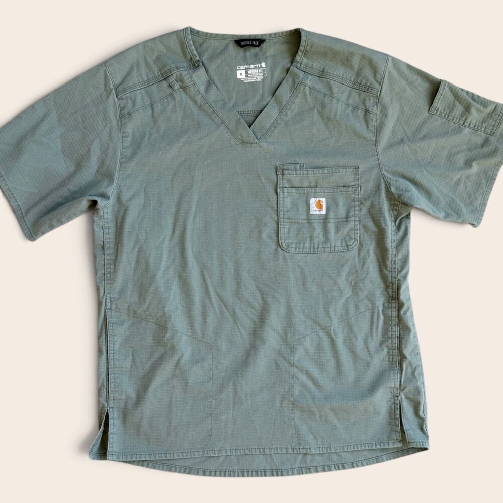 Carhartt Rugged Flex Scrub Top Medium Sage Green Modern Fit Workwear